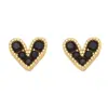 Fashion Heart Copper Artificial Gemstones 18k Gold Plated Earrings Ear Studs