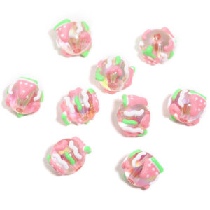 Transparent beads + pink watermelon + letter d / 16mm