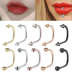 1 Piece Lip Rings Hip-Hop Geometric Ball Stainless Steel Vacuum Plating Lip Rings Ear Cartilage Rings & Studs