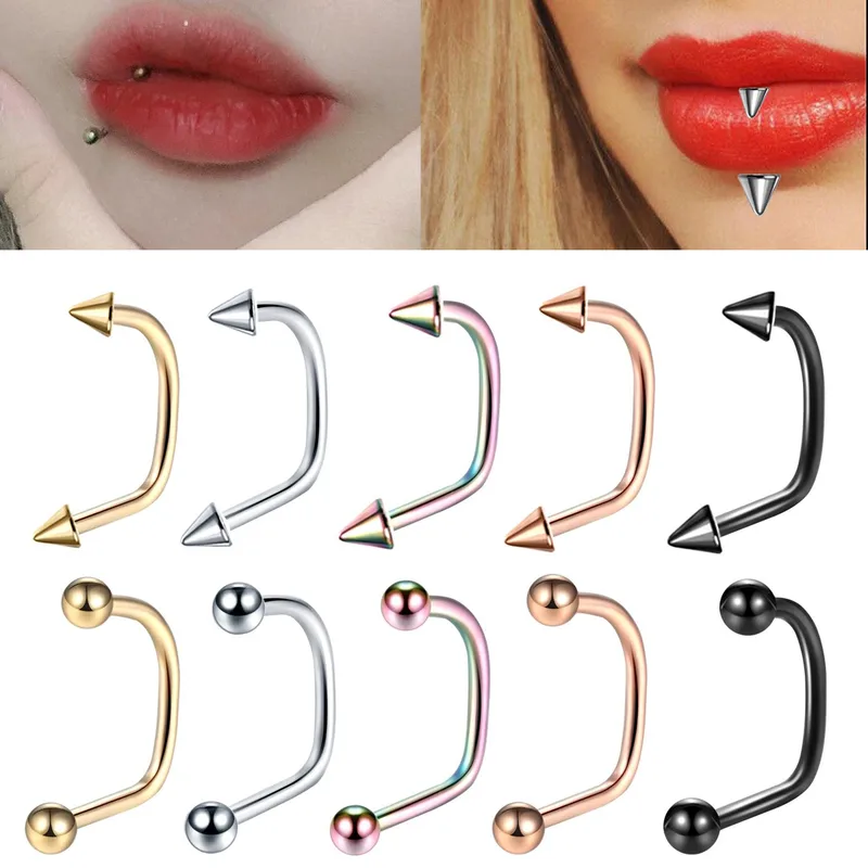 Wholesale 1 Piece Lip Rings Hip-Hop Geometric Ball Stainless Steel Vacuum Plating Lip Rings Ear Cartilage Rings & Studs