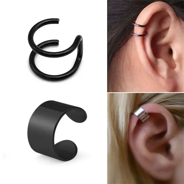 Wholesale Hexagram Stainless Steel Hip-Hop Punk Drop Earrings Ear Cuffs Earrings