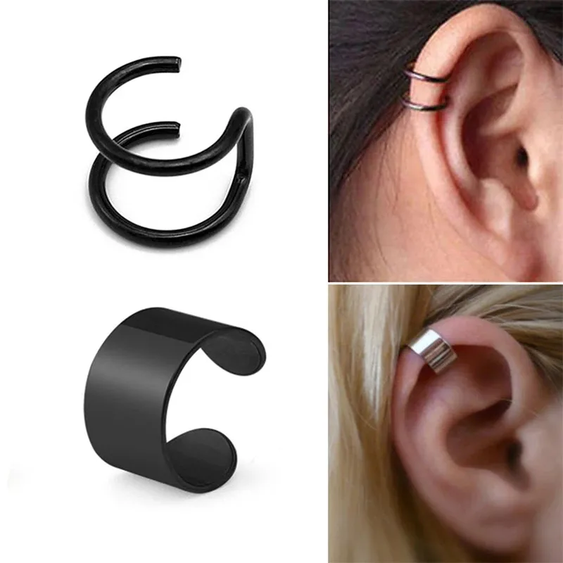 Wholesale Hexagram Stainless Steel Hip-Hop Punk Drop Earrings Ear Cuffs Earrings