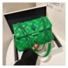 oly-0f506c11f5695ecbde0bfe3b1e4df49e Wholesale Cross-Border New Style Small Fragrant Chain Bag Solid Color Rhombus Embroidery Line Eagle Head Women's Bag Large Capacity Single Shoulder Crossbody Bag Commuting