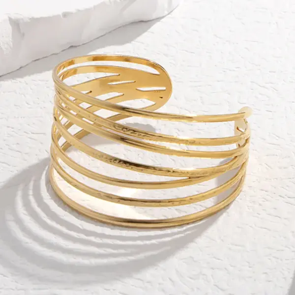 Wholesale Fashion Lines 304 Stainless Steel 18K Gold Plated Stainless Steel Bracelets In Bulk