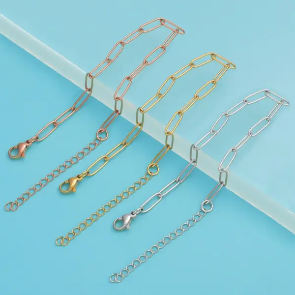 PVD Coated 18K Gold Real Gold Plated Solid Color Stainless Steel Simple Style Classic Style Waterproof Non Tarnish 304 Stainless Steel Bracelets