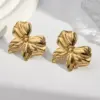 Wholesale Electroplating Golden Plated Irregular Square Leaves 304 Stainless Steel Casual Simple Style Polishing Plating Earrings