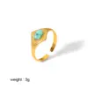 Wholesale PVD Coated Real Gold Plated 18K Gold Circle 304 Stainless Steel Retro Waterproof Non Tarnish Rings