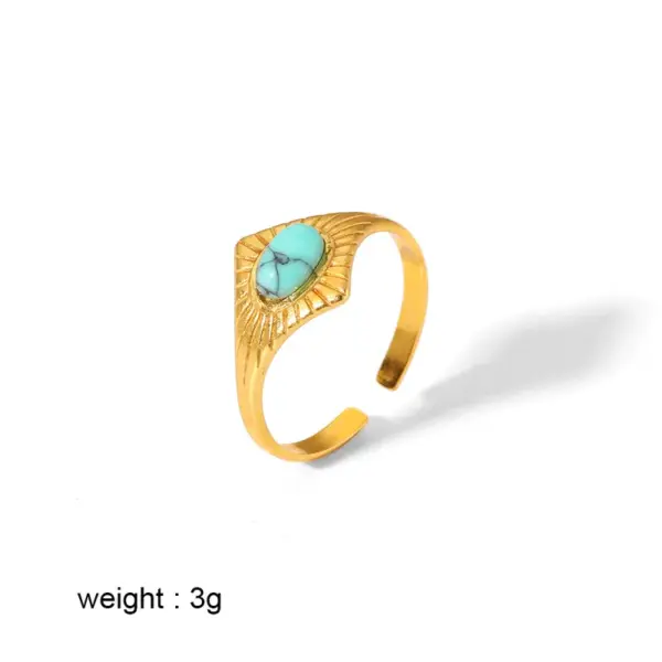Wholesale PVD Coated Real Gold Plated 18K Gold Circle 304 Stainless Steel Retro Waterproof Non Tarnish Rings