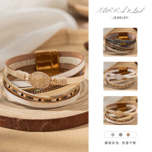 Wholesale Diamond studded magnetic buckle bracelet