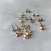 Wholesale Simple Style Round Inlay Stainless Steel Rhinestones 14K Gold Plated Ear Studs