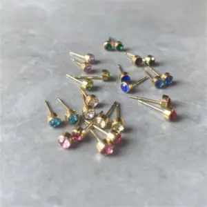 Wholesale Simple Style Round Inlay Stainless Steel Rhinestones 14K Gold Plated Ear Studs