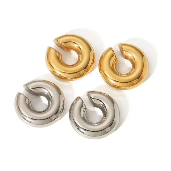 Wholesale 304 Stainless Steel C Shape PVD Coated 18K Gold Plated 18K Gold Retro Waterproof Non Tarnish Polishing Plating Gold Silver Ear Cuffs