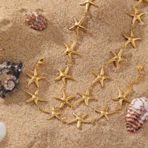 Wholesale Jewelry Casual Beach Simple Style Geometric 304 Stainless Steel 18K Gold Plated Plating Cable Chain Bracelets Necklace