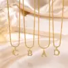 PVD Coated Letter Stainless Steel Sweet Simple Style Artistic 304 Stainless Steel Pendant Necklace