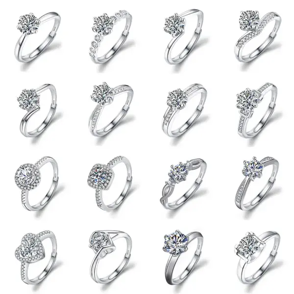 Simple Style Round Copper Inlay Zircon Rings 1 Piece