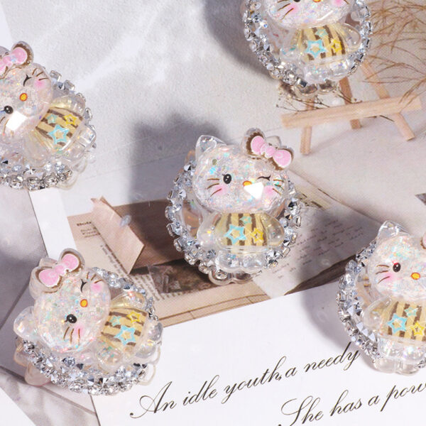 oly-0f6e823de2e0c1b2def708ff250da344 Wholesale Cute cat soft clay diamond ball straight hole beads wholesale DIY mobile phone key chain necklace bag chain aessories