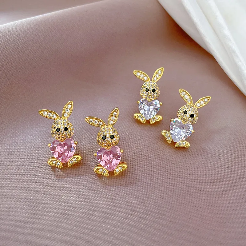 Wholesale Real Gold Plated 304 Stainless Steel PVD Coated Artificial Gemstones Animal Waterproof Non Tarnish Cute Earrings Necklace For Women'S
