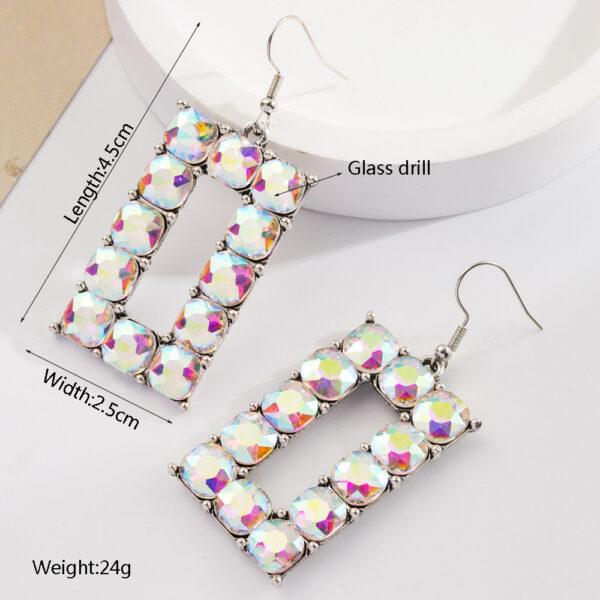 Wholesale European and American colored diamond exaggerated bohemian earrings women inlaid pearl turquoise fashion shiny earrings cross-border supply