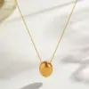Wholesale Vacuum Electroplating (In Furnace) Plated 18K Real Gold Vintage Style Round Heart-shaped Flower 304201 Stainless Steel Women's Necklace