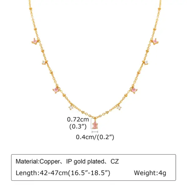 Copper 18K Gold Plated Inlay Colorful Zircon Pendant Necklace