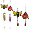 Wholesale Cross-border new metal wind chimes bees beetle glass painted crafts iron painted paint hanging ornaments in stock