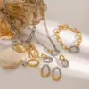 Wholesale 304 Stainless Steel Geometric PVD Coated 18K Real Gold Plated Real Gold Plated Simple Style Classic Style Waterproof Non Tarnish Cuban Link Chain Curb Chain Jewelry Set