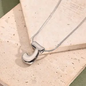 J Necklace (Steel Color) / Length: 450mm / 1 Strand/Package