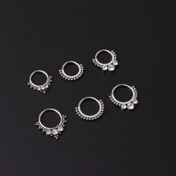 Wholesale 316L Stainless Steel Zircon Geometric Waterproof Non Tarnish Surgical Steel Fashion Nose Ring For Unisex