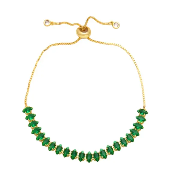 Wholesale 1 Piece Simple Style Leaf Copper Plating Inlay Zircon Bracelets