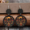oly-0f8d54390675f70a11051718e95056c9 Wholesale Geometric Printed Pharaonic Image Vintage Wooden Earrings