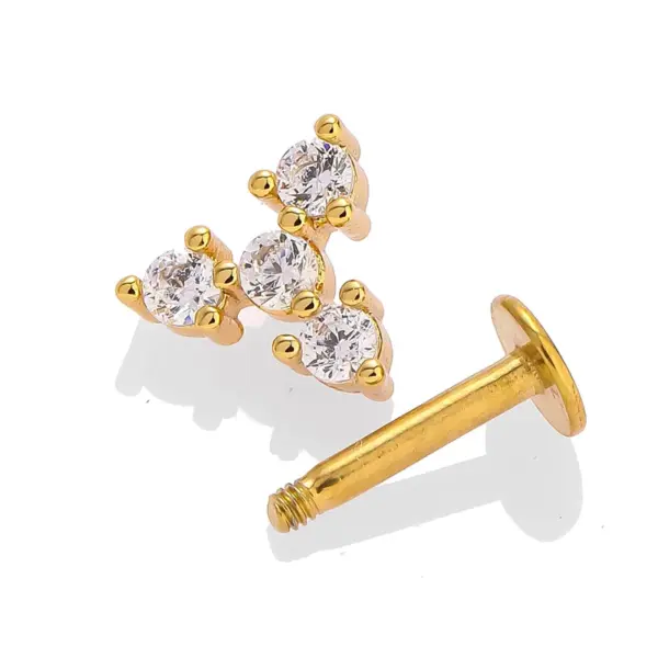 Wholesale 1 Piece Lip Rings Casual Simple Style Round Dots Crown 316L Stainless Steel Waterproof Non Tarnish Surgical Steel Zircon Ion Plating (IP) 18K Gold Plated Lip Rings Ear Cartilage Rings & Studs Nose Rings & Studs