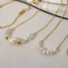Wholesale PVD Coated 18K Gold Real Gold Plated Water Droplets 304 Stainless Steel Imitation Pearl IG Style Waterproof Non Tarnish 304 Stainless Steel Necklace