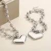 304 Stainless Steel Heart Shape PVD Coated 18K Real Gold Plated Casual Vacation Waterproof Non Tarnish Plating Bracelets Necklace