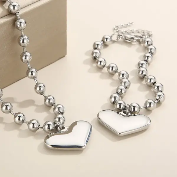 304 Stainless Steel Heart Shape PVD Coated 18K Real Gold Plated Casual Vacation Waterproof Non Tarnish Plating Bracelets Necklace