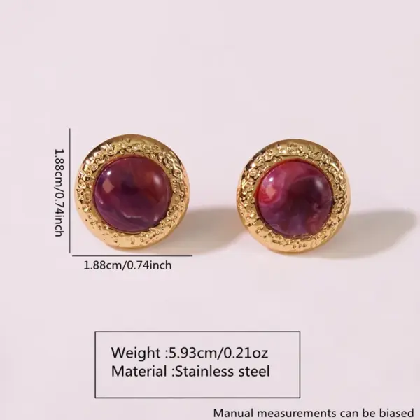 Wholesale 304 Stainless Steel Plastic Geometric Electroplating Imitation Gold Elegant Vintage Style Ear Studs