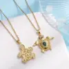 Wholesale 304 Stainless Steel Copper Tortoise Animal Pendant Necklace