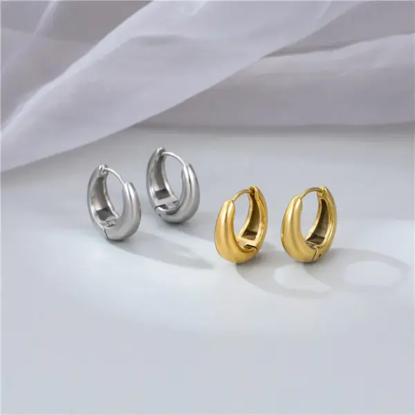Wholesale PVD Coated 18K Gold Platinum Real Gold Plated Geometric 304 Stainless Steel Vintage Style Simple Style Waterproof Non Tarnish Earrings