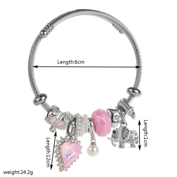 Wholesale New Fashion Panjia Dora Stainless Steel Bracelet for Women Alloy Heart Elephant Pearl Pendant Heart Bestie Bracelet