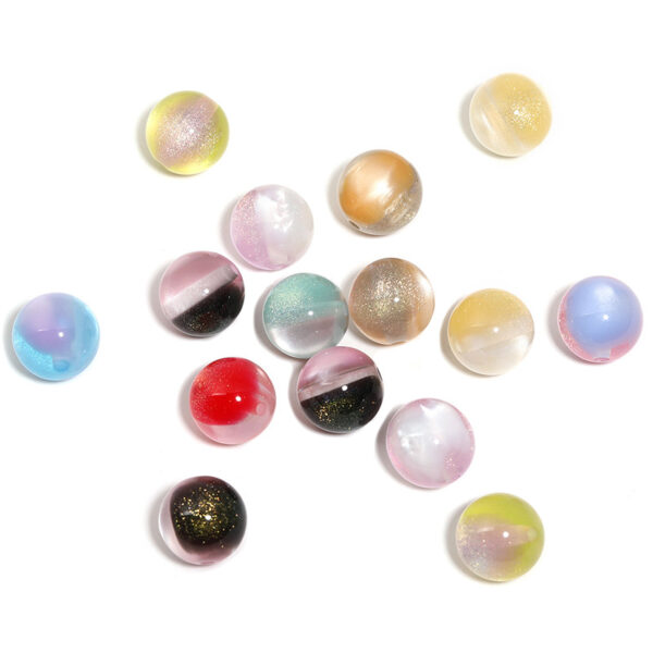 Wholesale New 16mm gradient fine glitter round acrylic colored straight hole bead DIY jewelry accessories loose beads