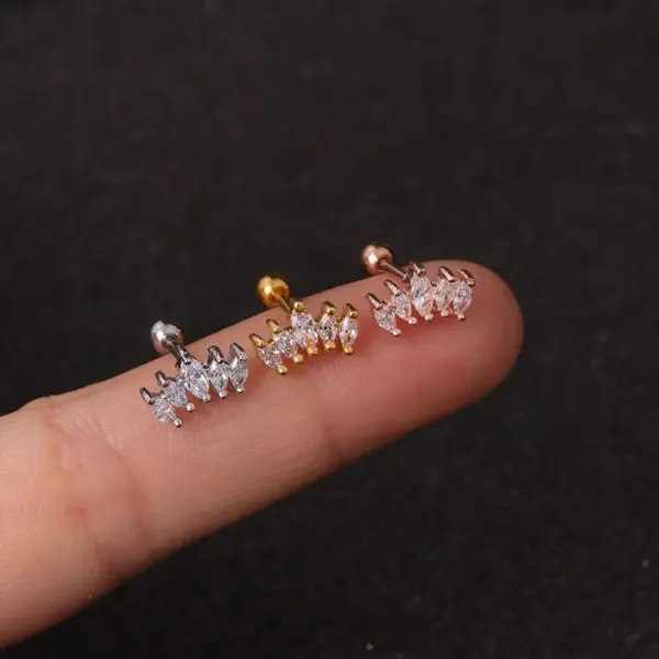 316L Stainless Steel Copper Ear Cartilage Rings & Studs Flower Waterproof Non Tarnish Surgical Steel