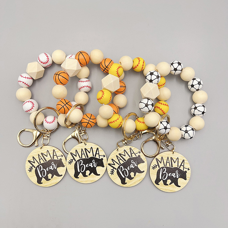 Wholesale srts style football basketball baseball and other wooden beads beaded lar bear