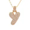 Wholesale Fashion Copper Plated Real Gold Micro-inlaid Zircon Letter Pendant Necklace
