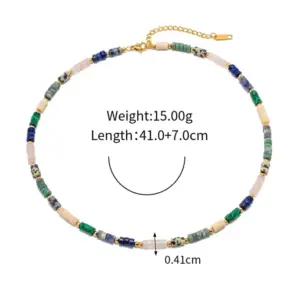 Blue and Green Natural Stone Necklace