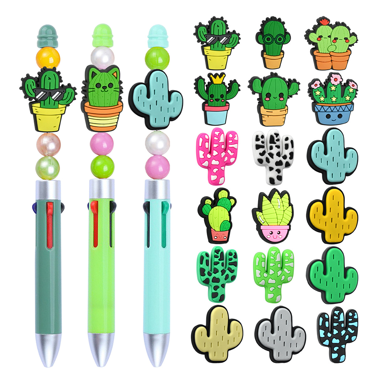 Wholesale Cactus Series Soft Rubber Perforated Double-Sided Thick Patch DIY Detachable Beading