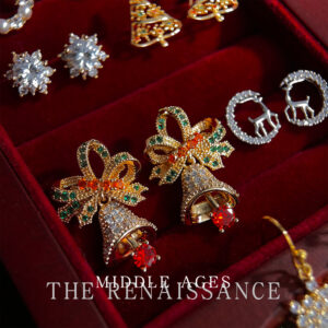 Wholesale Medieval Christmas Series Zircon Bell Bow Earrings