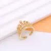 Wholesale Shiny Crown Copper 18k Gold Plated Artificial Pearls Zircon Open Rings In Bulk