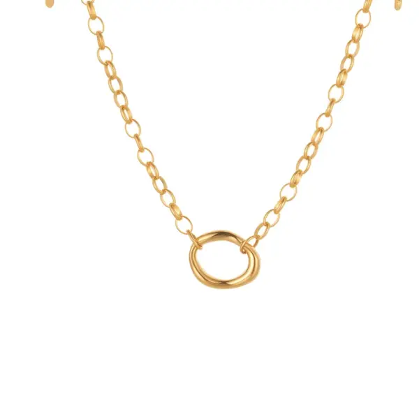 Style Personality Geometric Hollow 304 Stainless Steel Vacuum Electroplating (Furnace) 18K Real Gold Plated Oval Necklace Bracelet Earrings Jewelry Set Versatile Ring Wholesale