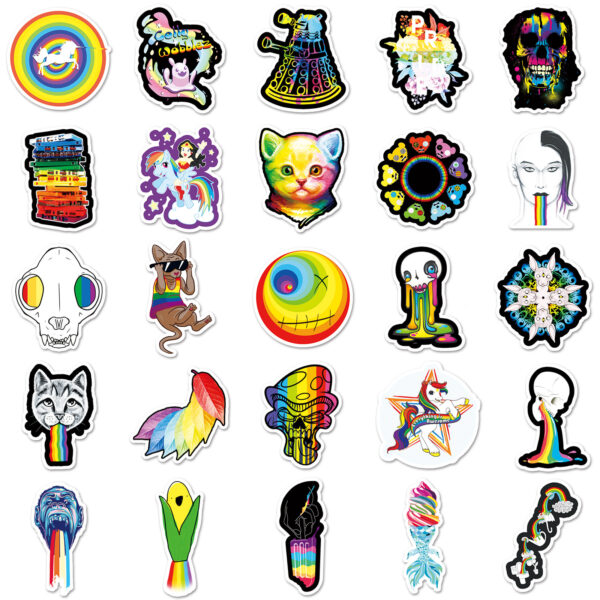 Wholesale 50 Ins Wind Color Cartoon Graffiti Cross-border Scooter Laptop Car DIY Decorative Stickers