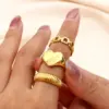 Wholesale PVD Coated Real Gold Plated Heart Shape Stainless Steel Simple Style Waterproof Non Tarnish Rings