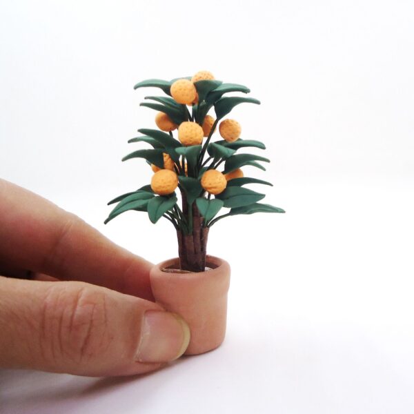 Wholesale 1:12 doll house accessories dollhouse mini clay flower plant orange tree potted orange tree model